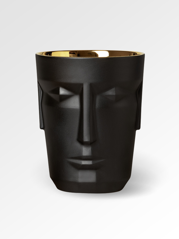 Elegancki czarny porcelanowy cooler do szampana z twarzą ze złotym 24 karatowym środkiem marki Sieger by Furstenberg manufaktury Porzellan Furstenberg zaprojektowany przez Sieger design.