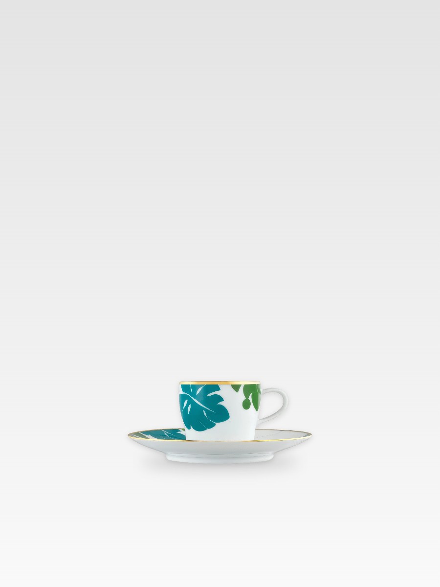 AURÉOLE COLORÉE BŁĘKIT-ZIELEŃ FILIŻANKA DO ESPRESSO ZE SPODKIEM 13,8 cm
