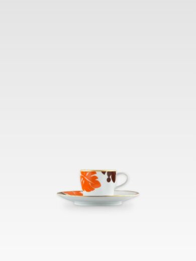 AURÉOLE COLORÉE BRĄZ-POMARAŃCZ FILIŻANKA DO ESPRESSO ZE SPODKIEM 13,8 cm