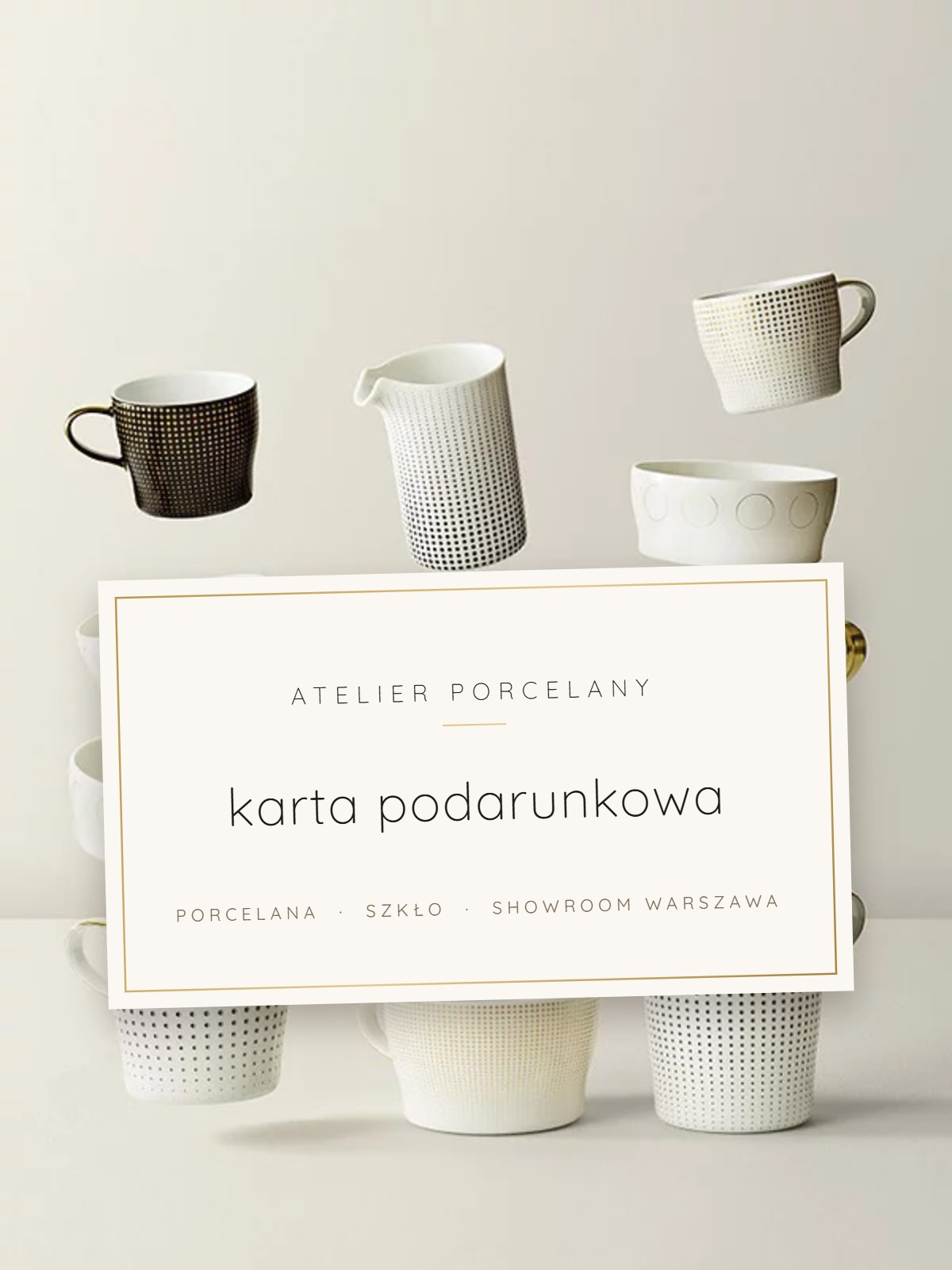 Karta podarunkowa Atelier Porcelany na tle porcelany Fürstenberg