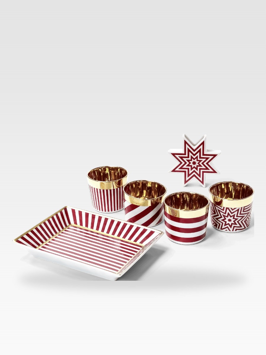 ZESTAW RED POP 4 GOBLETY, TACKA VIDE-POCHE i PORCELANOWA GWIAZDA – Sieger by Fürstenberg