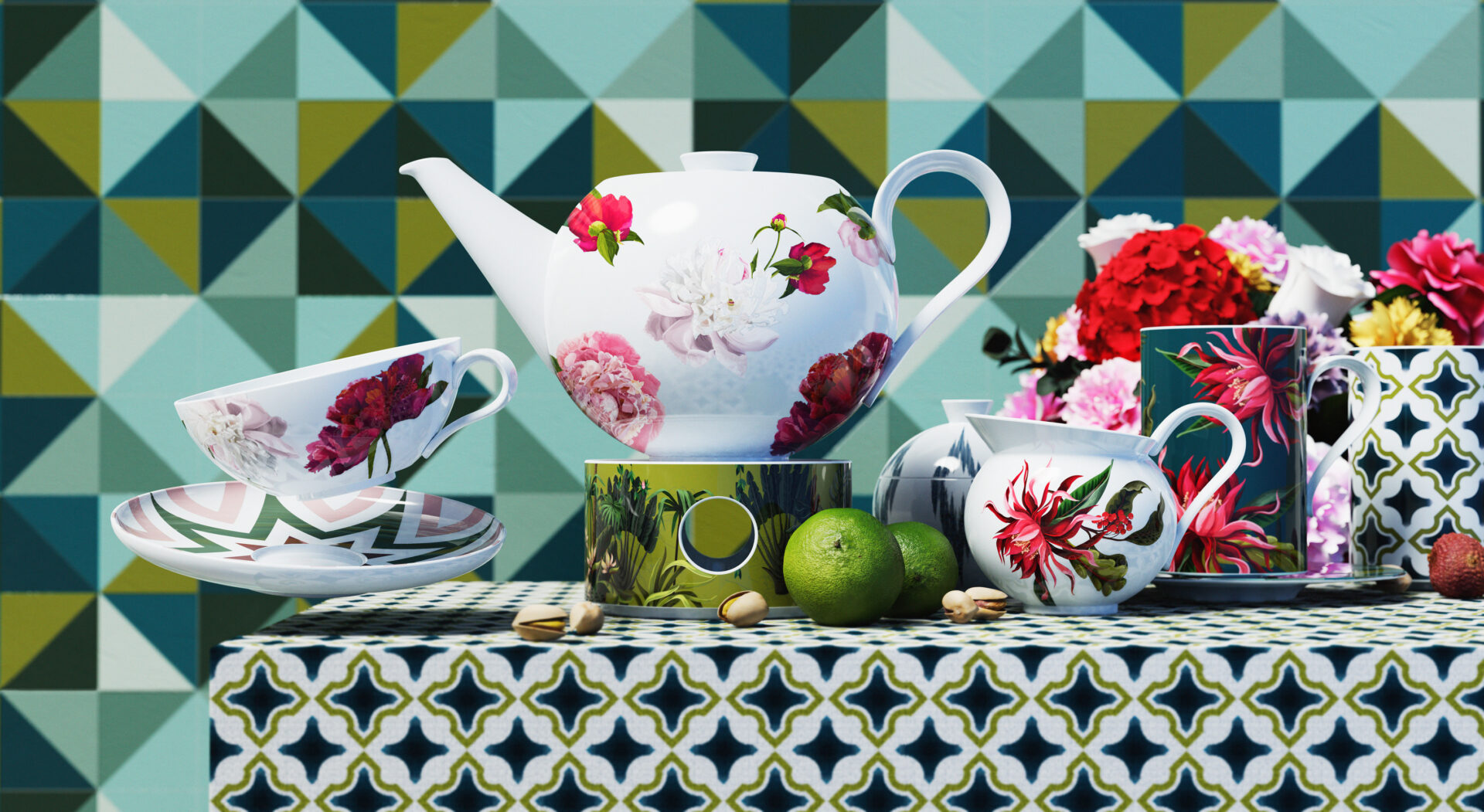 Paraíso – różne dekory porcelany Sieger by Fürstenberg na jednym stole